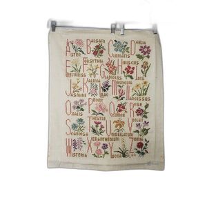 Vintage LeeWards Floral Alphabet Cross Stitch Sampler Unframed PS 76 Botanical